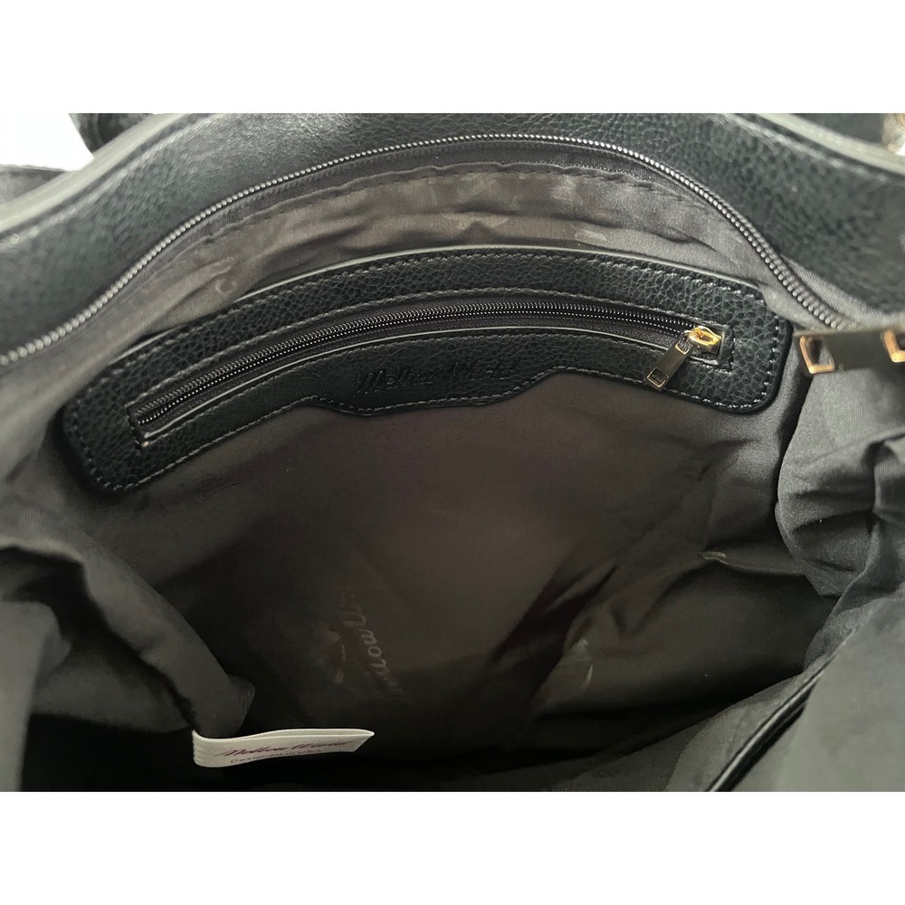 Mellow World Black Vegan Leather Crossbody Bag Woven Texture Gold Hardware NWT - Picture 10 of 14